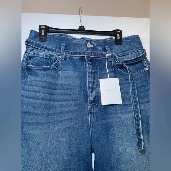 Kancan Los Angeles Womans Wide Leg High Rise Belted Jeans 29 Inch 90’s Sz 11 NEW - Picture 2 of 11